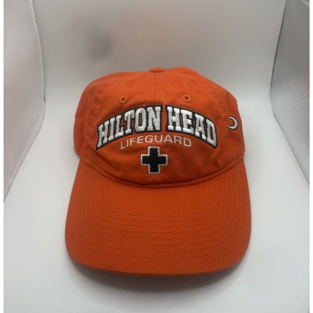 Hilton Head Lifeguard Orange Embroidered Logo OS Hat Cap